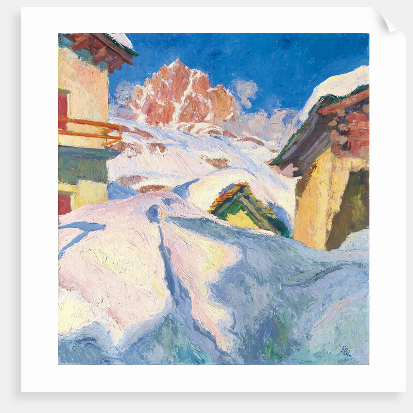 Capolago in Winter with a View of Piz Lagrev, 1928 by Giovanni Giacometti