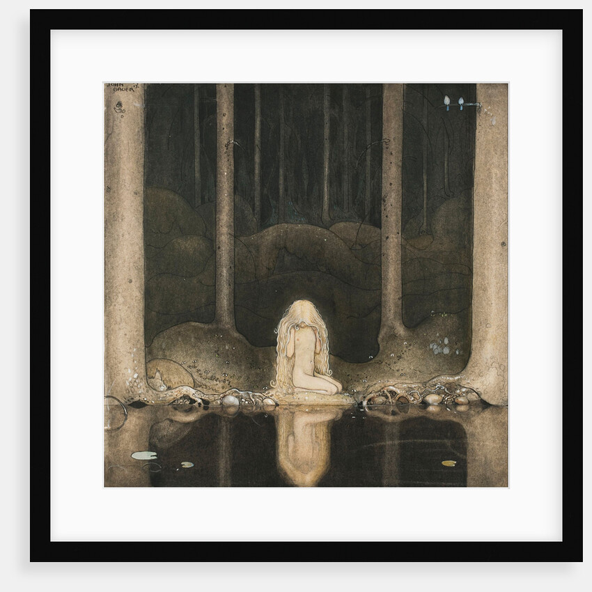 Princess Tuvstarr is still sitting there wistfully looking into the water, 1913 by John Bauer