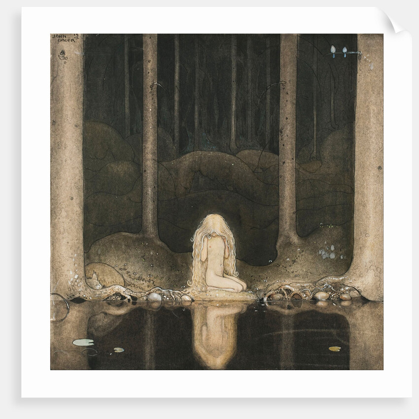 Princess Tuvstarr is still sitting there wistfully looking into the water, 1913 by John Bauer