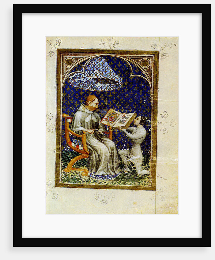 Jean de Vaudetar presents his gift of a book to Charles V of France. by Jan Bondol