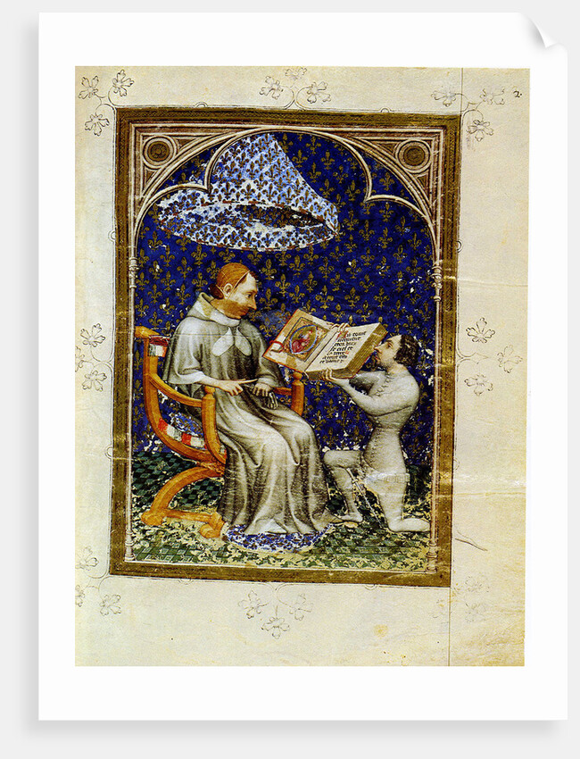 Jean de Vaudetar presents his gift of a book to Charles V of France. by Jan Bondol