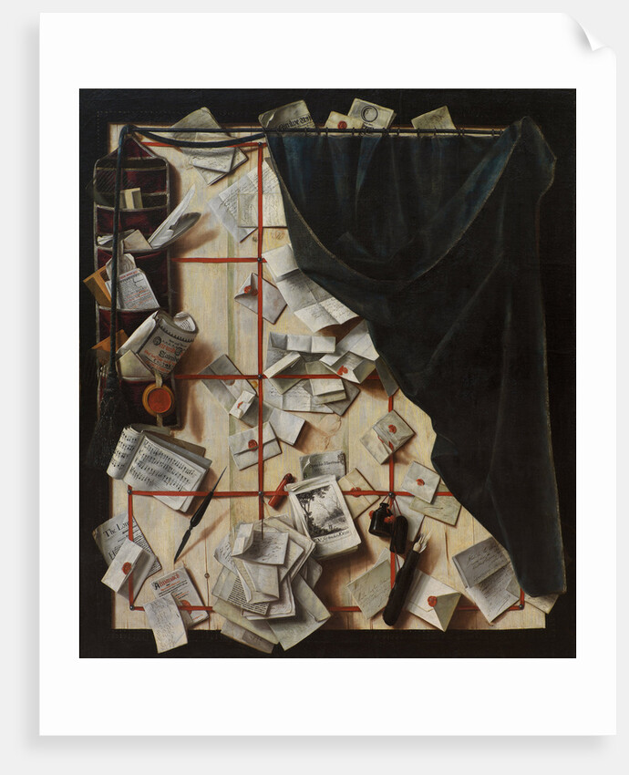Trompe loeil. Board Partition with Letter Rack and Music Book, 1668 by Cornelis Norbertus Gijsbrechts