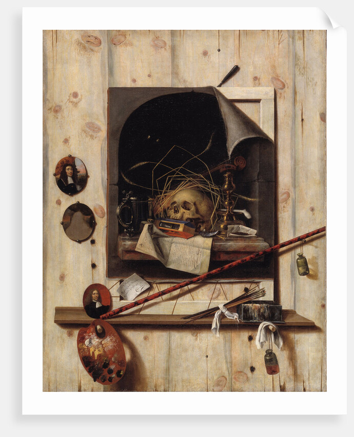 Trompe loeil with Studio Wall and Vanitas Still Life, 1668 by Cornelis Norbertus Gijsbrechts