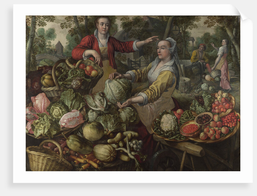 The Four Elements: Earth. A Fruit and Vegetable Market with the Flight into Egypt in the Background, 1569 by Joachim Beuckelaer