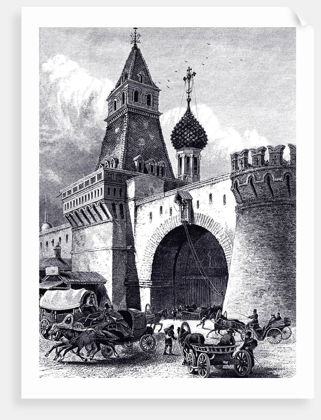 View of the Nikolskaya Tower and Armory in Moscow, ca 1860 by Anonymous