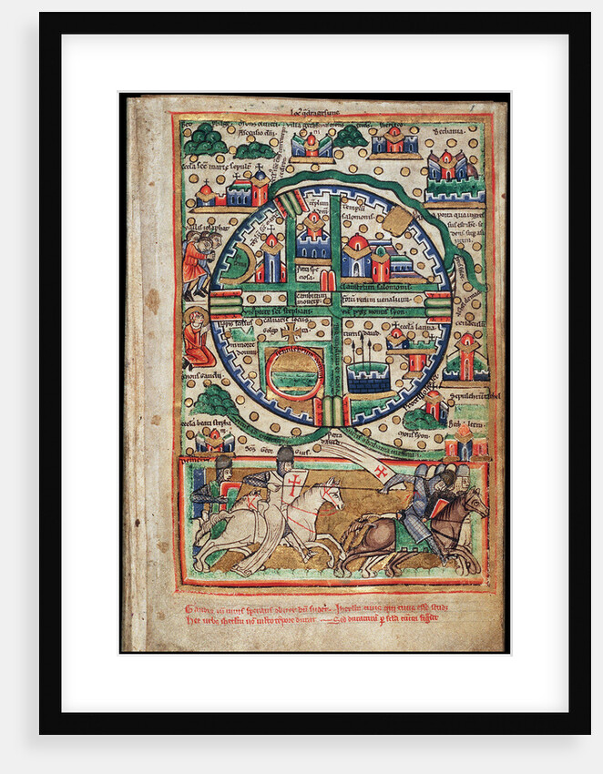 Plan of Jerusalem. Psalter fragment by Anonymous