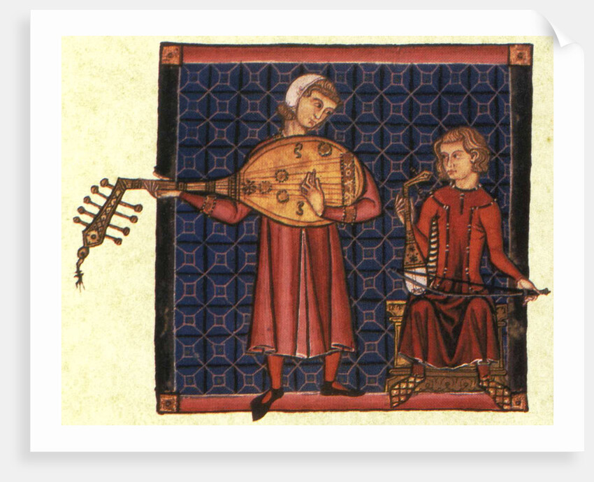 Two minstrels. Illustration from the codex of the Cantigas de Santa Maria, c. 1280 by Anonymous