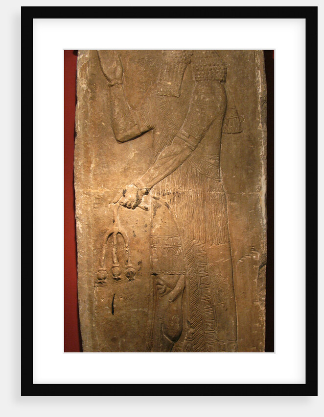 Priest with a branch of pomergranate tree. Detail of a relief from the palace of Assyrian king Sargon II, 722-705 BC by Assyrian Art