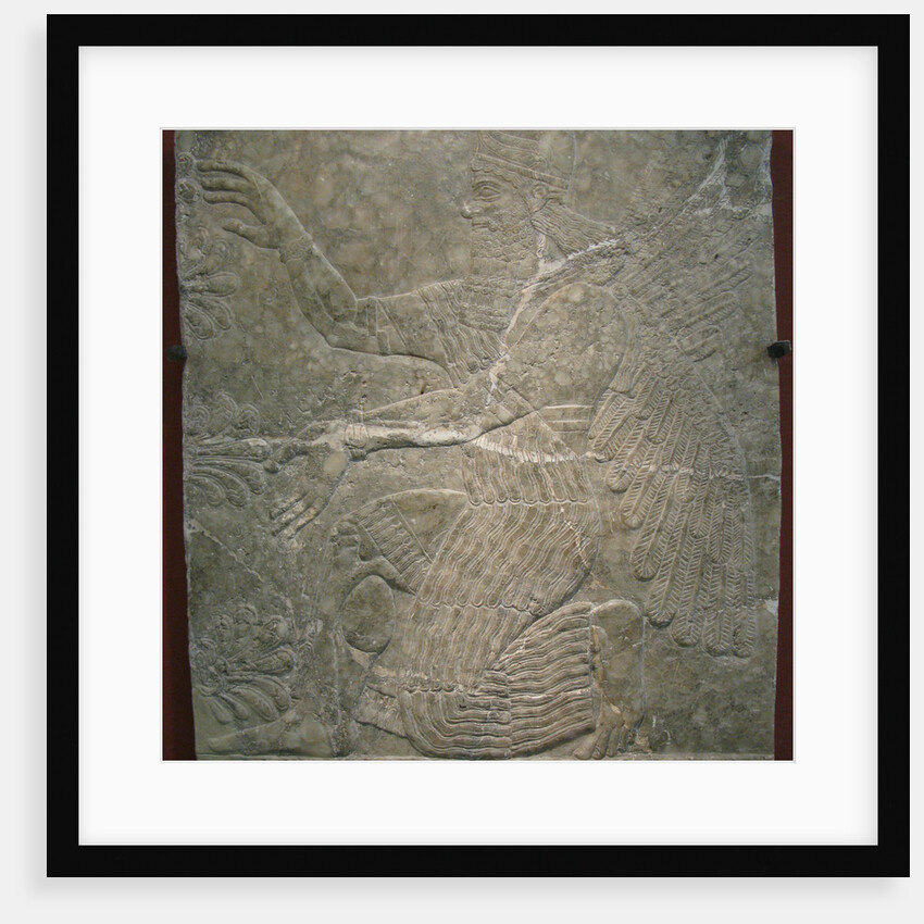 Winged deity by the sacred tree. Relief from the palace of Ashurnasirpal II at Kalhu, Nimrud, 9th century BC by Assyrian Art