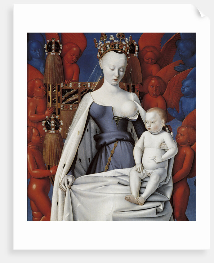 Virgin and Child Surrounded by Angels. Right wing of Melun diptych, c. 1450 by Jean Fouquet