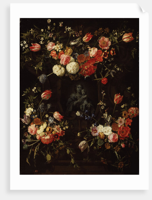 Madonna surrounded by flowers, 1662 by Frans Ykens