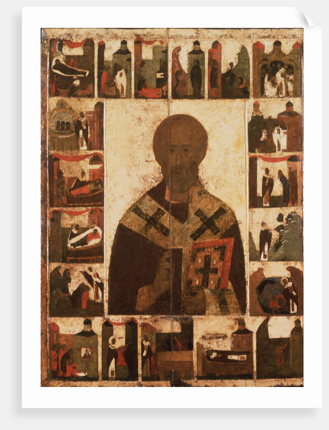 Saint Nicholas with scenes from his life, 14th century by Russian icon