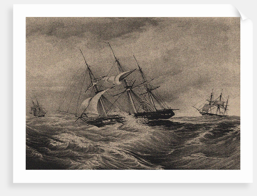 The frigate Kreiser and the sloop Ladoga at the coast of America 1823, 1900s-1910s by Anonymous