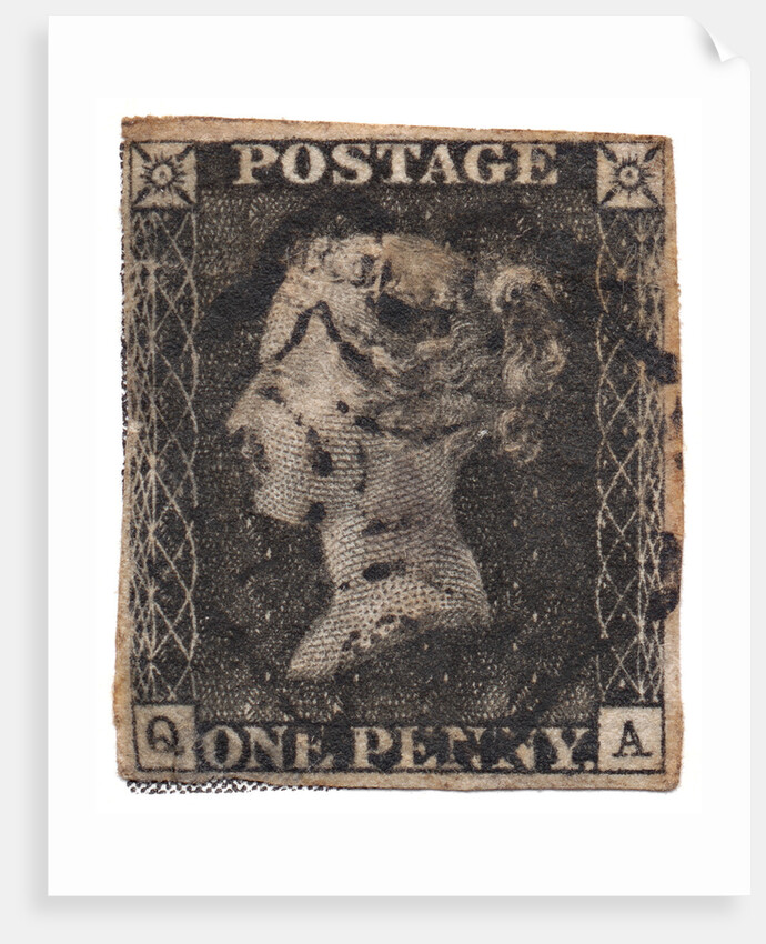 One Penny Black, the worlds first postage stamp, c. 1840 by Philately