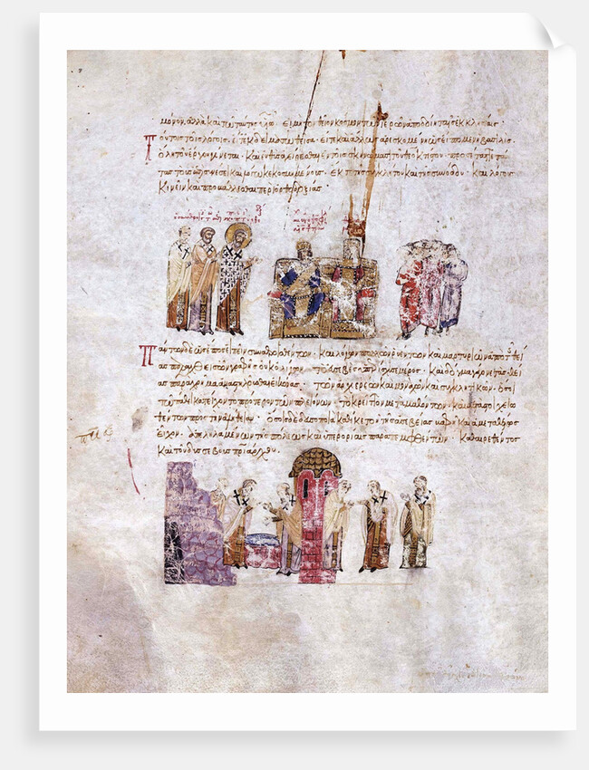 The Council of Constantinople (Triumph of Orthodoxy) in 843 (Miniature from the Madrid Skylitzes), by Anonymous