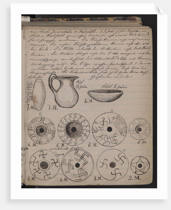 The Schliemanns diary contains sketches of discoveries, 1873 by Heinrich Schliemann