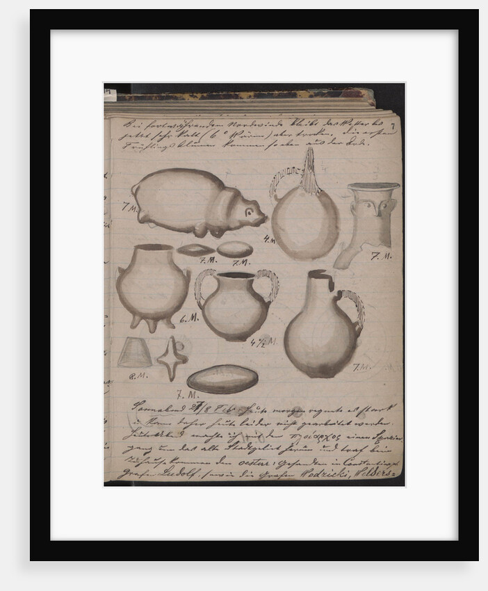 The Schliemanns diary contains sketches of discoveries, 1873 by Heinrich Schliemann