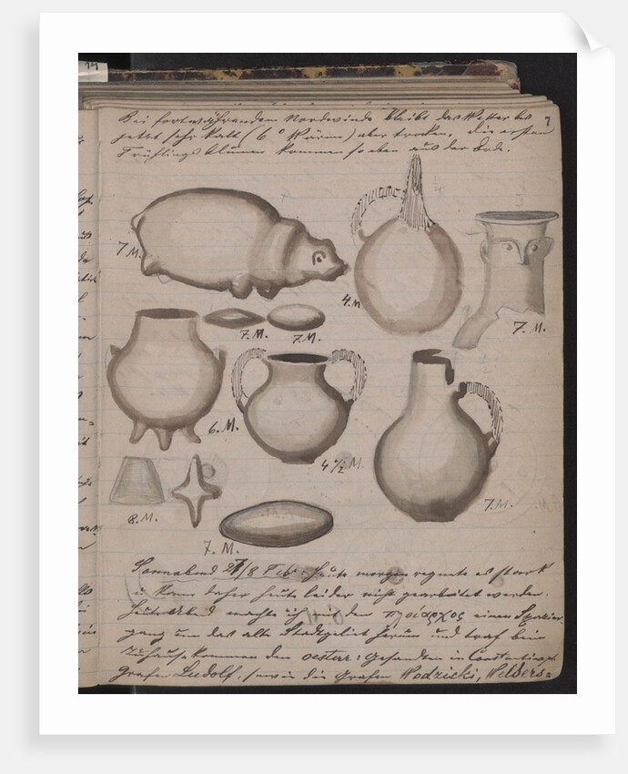 The Schliemanns diary contains sketches of discoveries, 1873 by Heinrich Schliemann