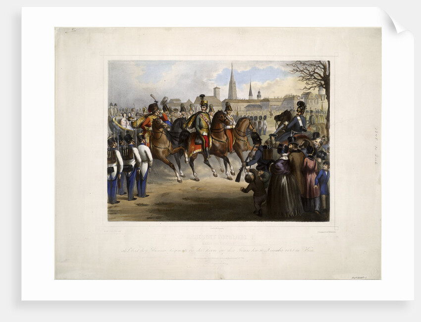 Nicholas I of Russia as colonel-in-chief of the 9th Hussar Regiment Graf Nádasdy at the Glacis in by Vinzenz Katzler