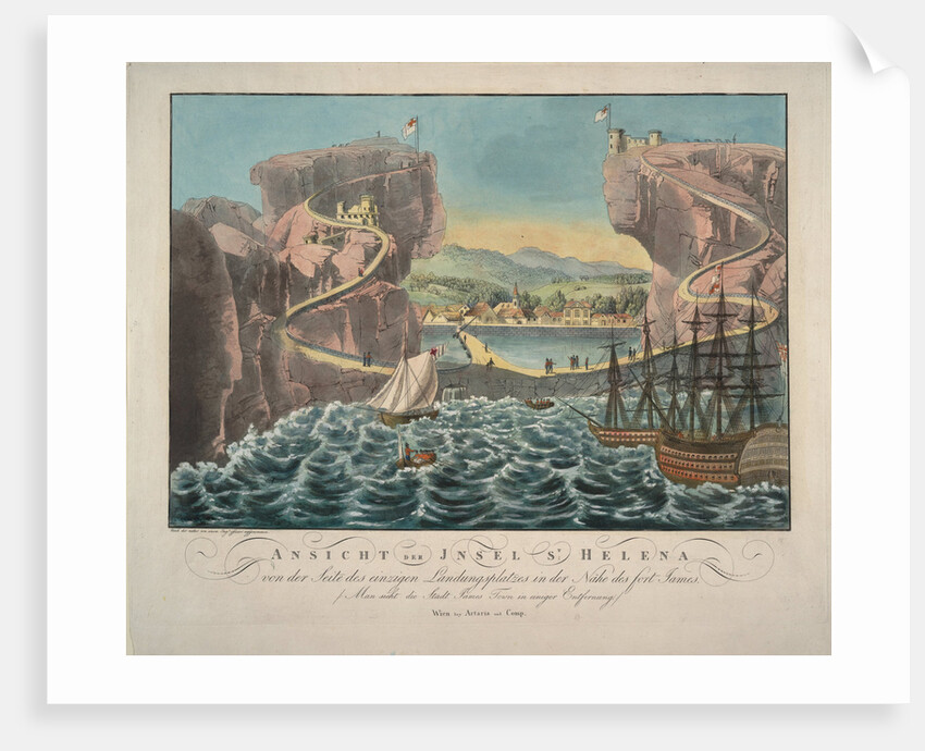 View of the Island of St. Helena from the side of the landing place near the Fort James, 1815 by Anonymous