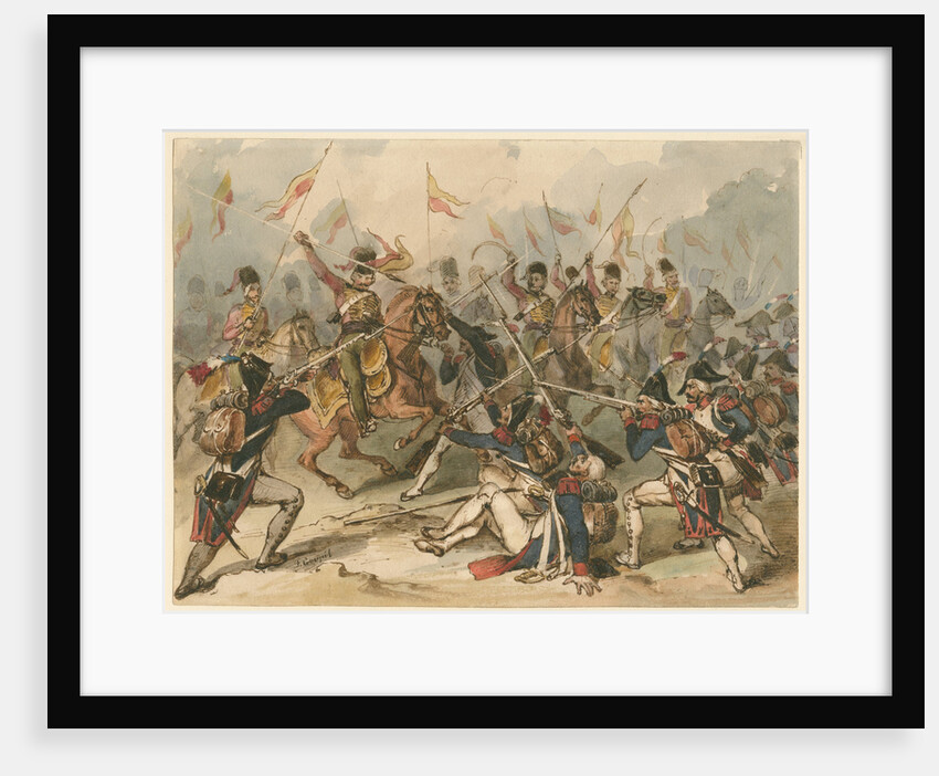 French infantry and Russian hussars in combat at Austerlitz by Frédéric Goupil-Fesquet