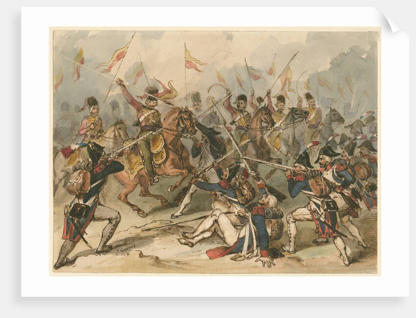 French infantry and Russian hussars in combat at Austerlitz by Frédéric Goupil-Fesquet