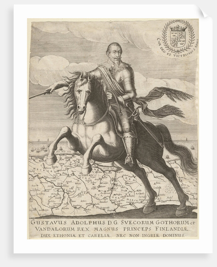 Gustavus Adolphus before the map of Pomerania in the background, 1630 by Anonymous