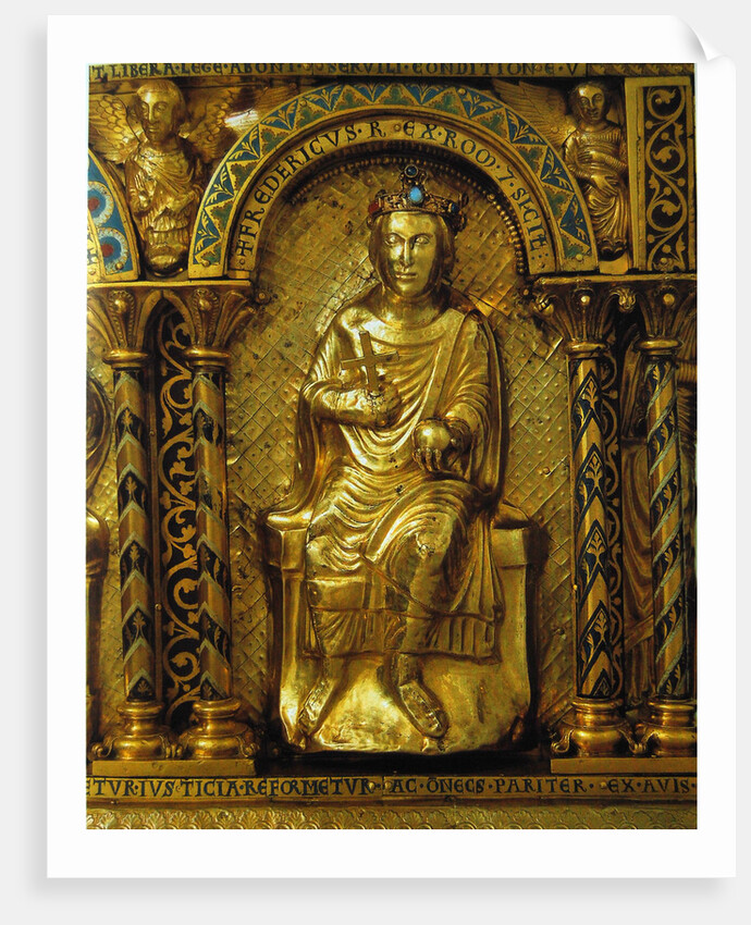 The Shrine of Charlemagne, Detail: Frederick II, Holy Roman Emperor, 1215 by West European Applied Art