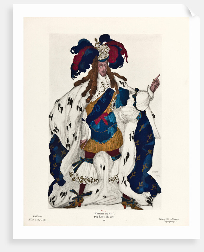 King. Costume design for the ballet Sleeping Beauty by P. Tchaikovsky, 1921 by Léon Bakst