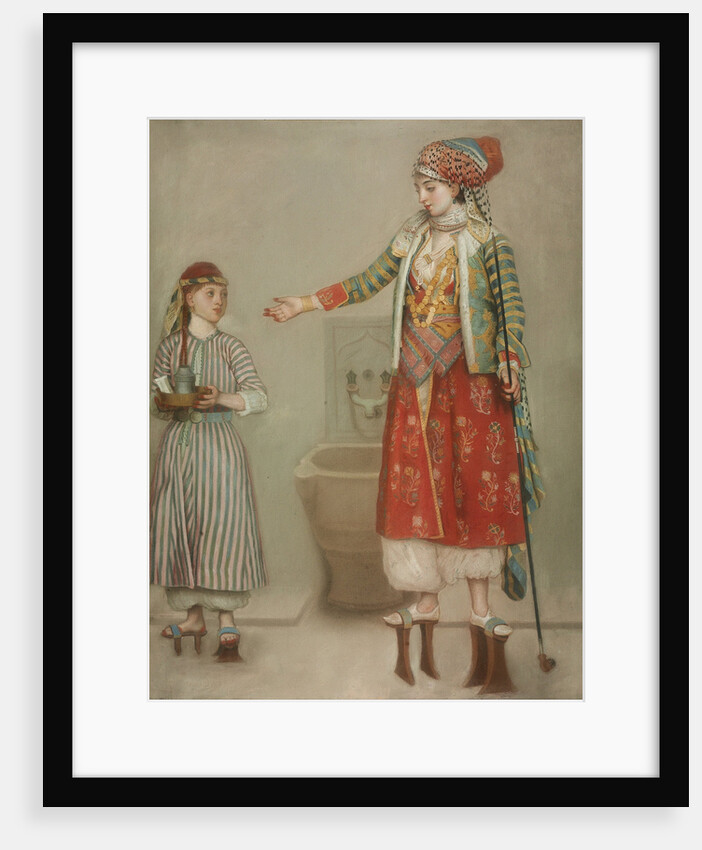 A lady in Turkish costume with her servant at the hammam, Mid of the 18th cen by Jean-Étienne Liotard