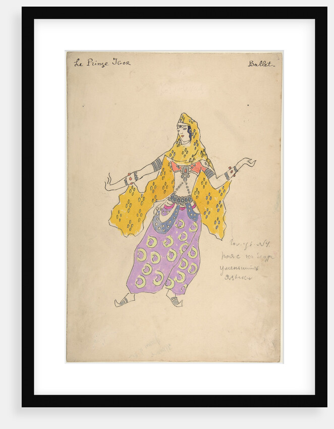 Polovtsian girl. Costume design for the opera Prince Igor by A. Borodin, 1909 by Konstantin Alexeyevich Korovin