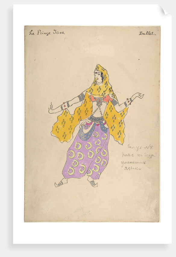 Polovtsian girl. Costume design for the opera Prince Igor by A. Borodin, 1909 by Konstantin Alexeyevich Korovin