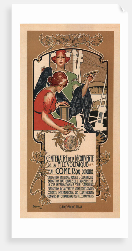 The 100th Anniversary of Voltas Discovery of the Electric Battery, 1898 by Adolfo Hohenstein