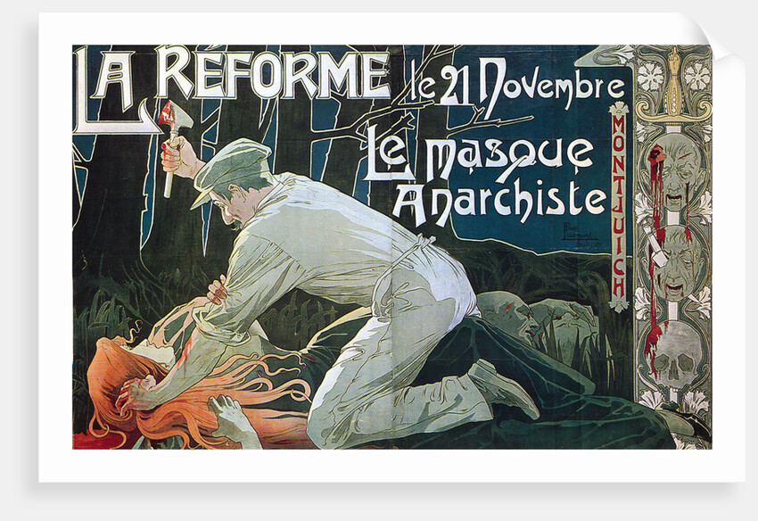 La Réforme le 21 Novembre, le masque anarchiste, 1897 by Henri Privat-Livemont
