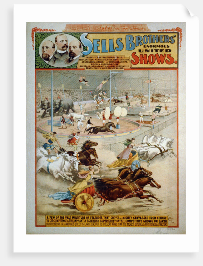 Sells Brothers Enormous Shows, ca 1885 by The Strobridge Lithographing Company