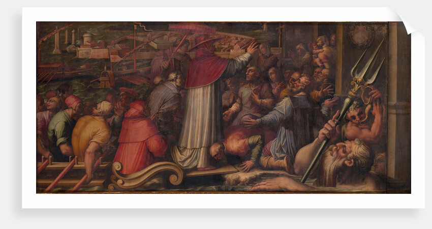 Pope Eugene IV disembarks at Leghorn to take refuge in Florence, 1563-1565 by Giorgio Vasari