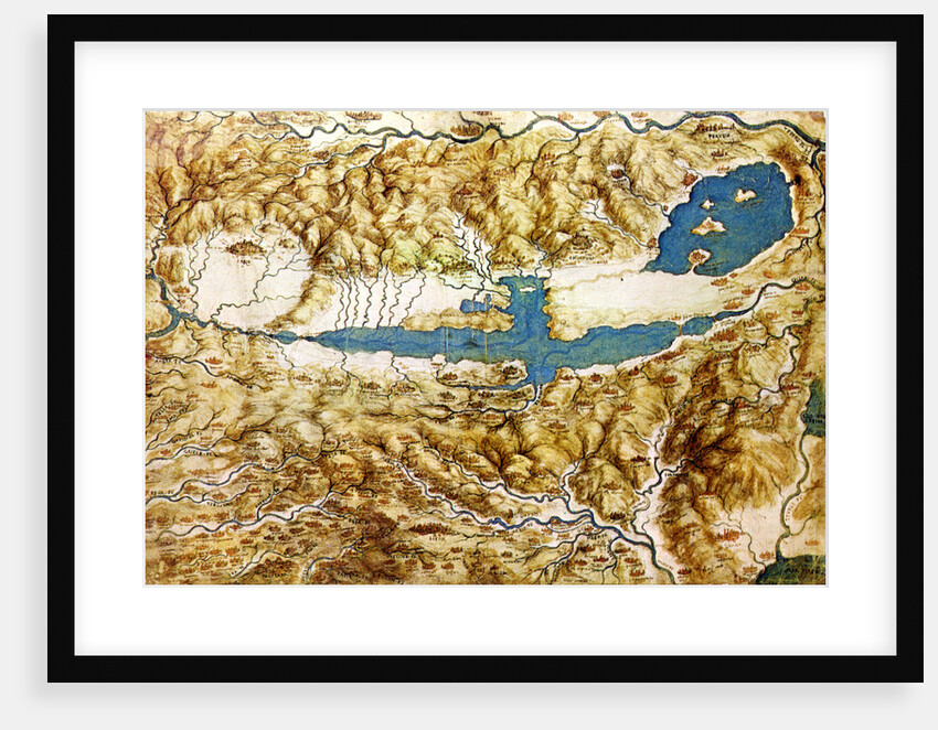 Topographic View of the Countryside around the Plain of Arezzo and the Val di Chiana, Early16th cen by Leonardo da Vinci