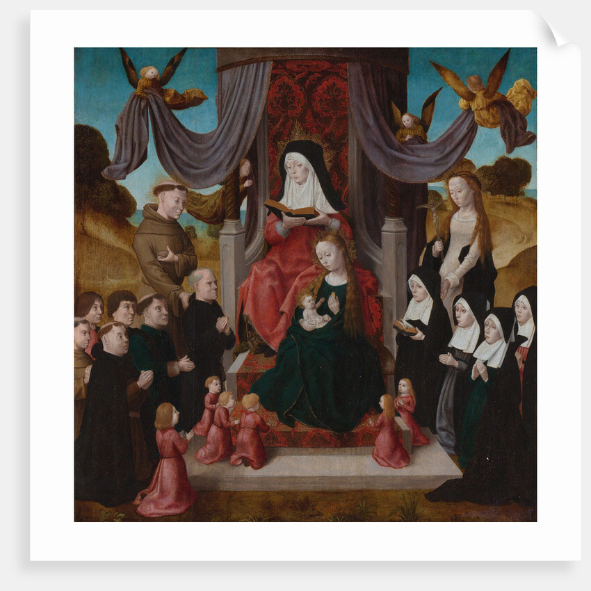 The Virgin and Child with Saint Anne (Anna Selbdritt), Saints Francis, Lidwina and donors, c. 1490-1 by Netherlandish master