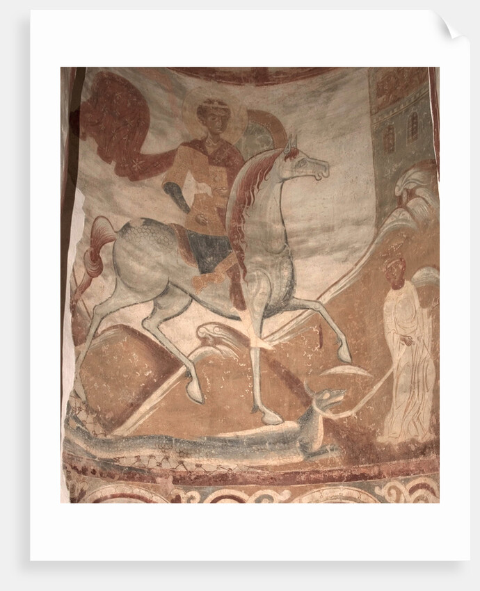 Saint George and the Dragon, 12th century by Ancient Russian frescos