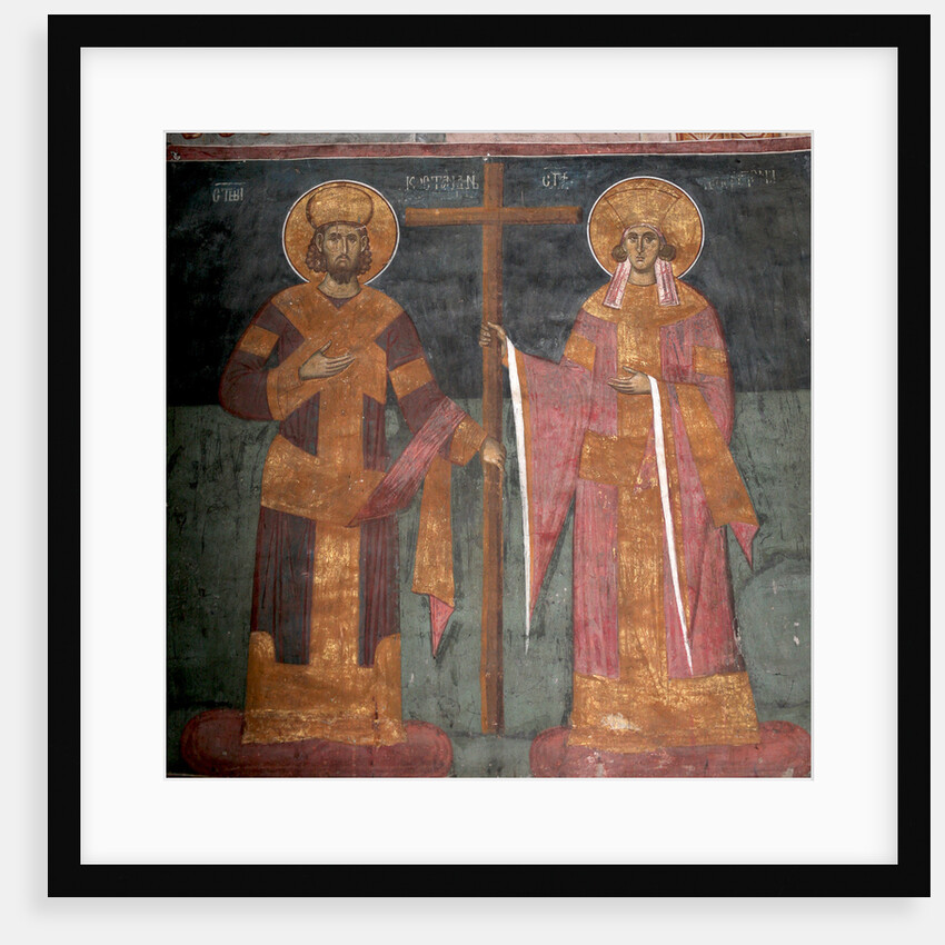Exaltation of the Cross. Saints Constantine the Great and Helena, ca 1350 by Anonymous