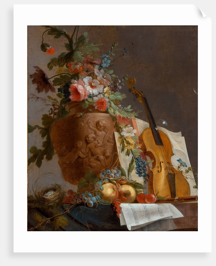 Still life with flowers and a violin, c. 1750 by Jean-Jacques Bachelier