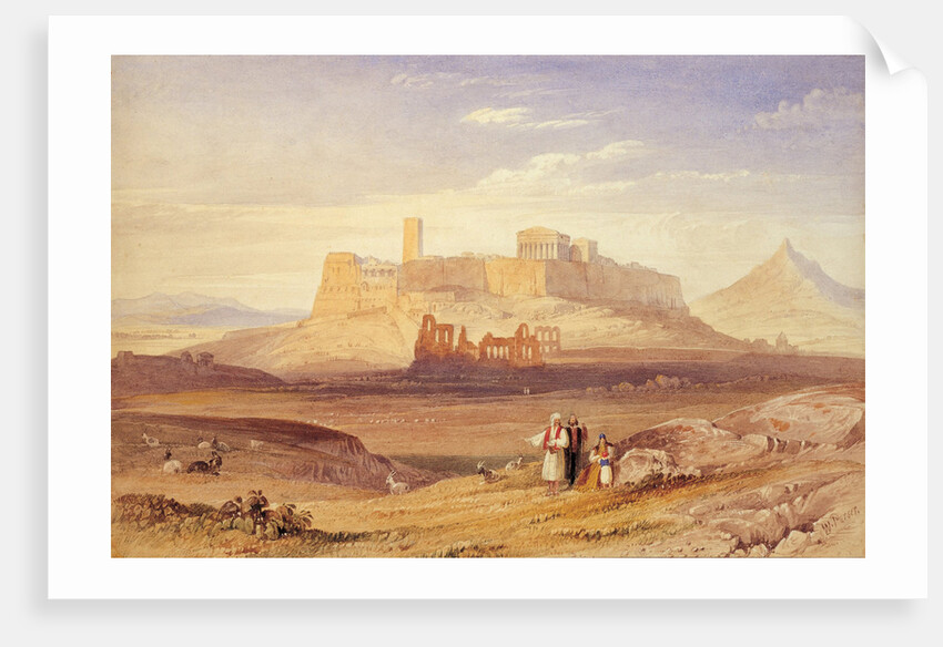 View of Athens with the Acropolis and the Odeon of Herodes Atticus, First quarter of 19th cen by William Purser