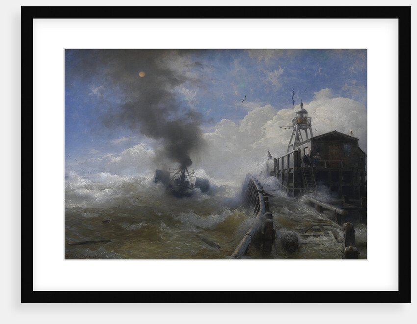 Towboat leaving the port of Ostend at heyday, before 1882 by Andreas Achenbach