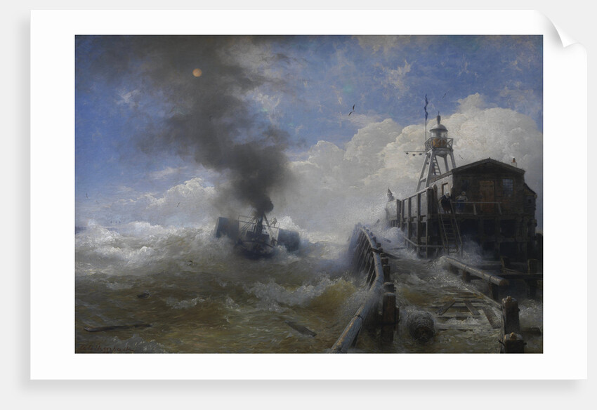 Towboat leaving the port of Ostend at heyday, before 1882 by Andreas Achenbach