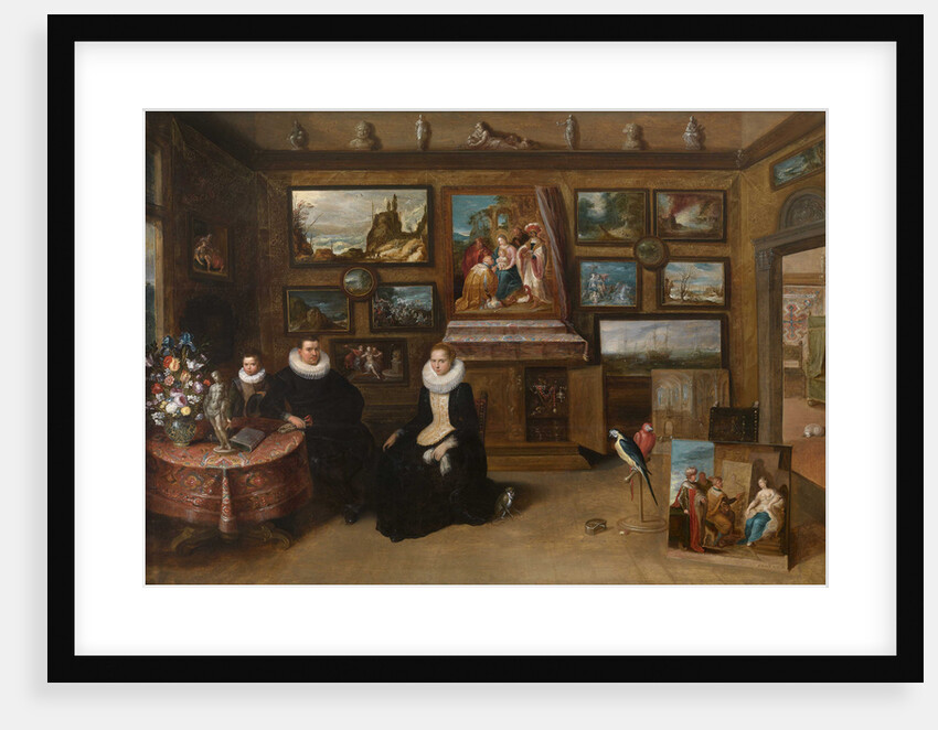 The Kunstkammer with a married couple and their son, First third of 17th cen by Frans Francken the Younger