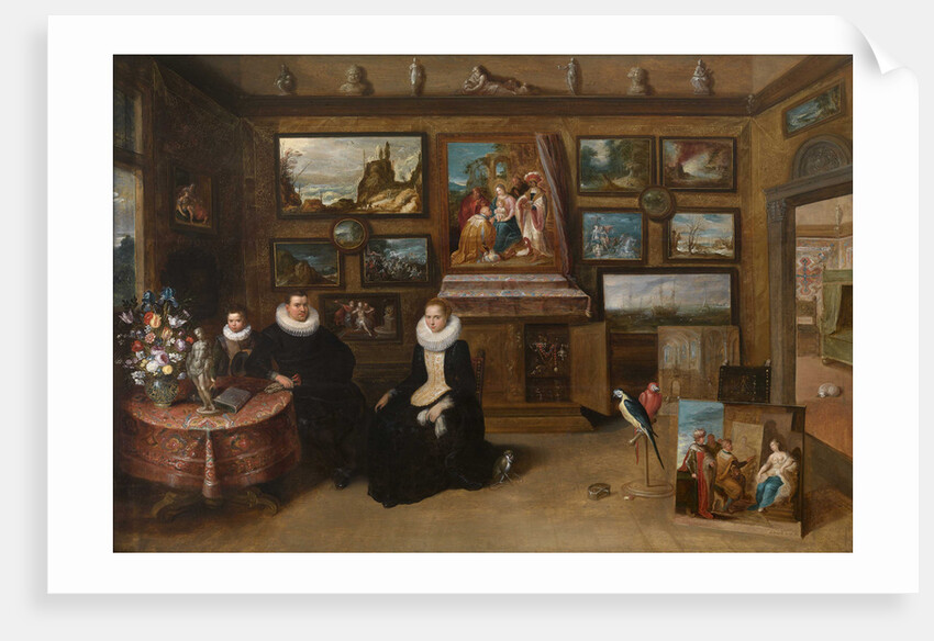 The Kunstkammer with a married couple and their son, First third of 17th cen by Frans Francken the Younger