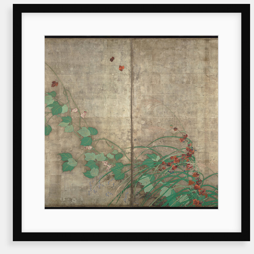 Summer and autumn flower plants. (Part of the pair of two-fold screens) by Sakai Hoitsu