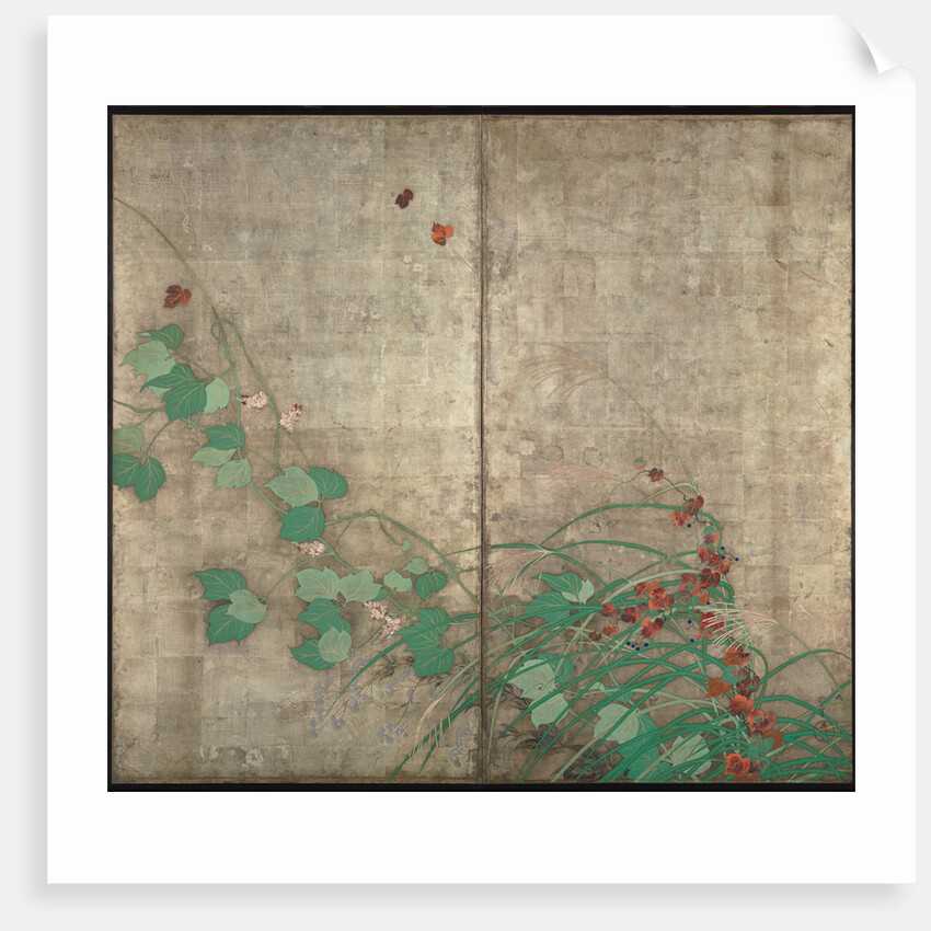 Summer and autumn flower plants. (Part of the pair of two-fold screens) by Sakai Hoitsu