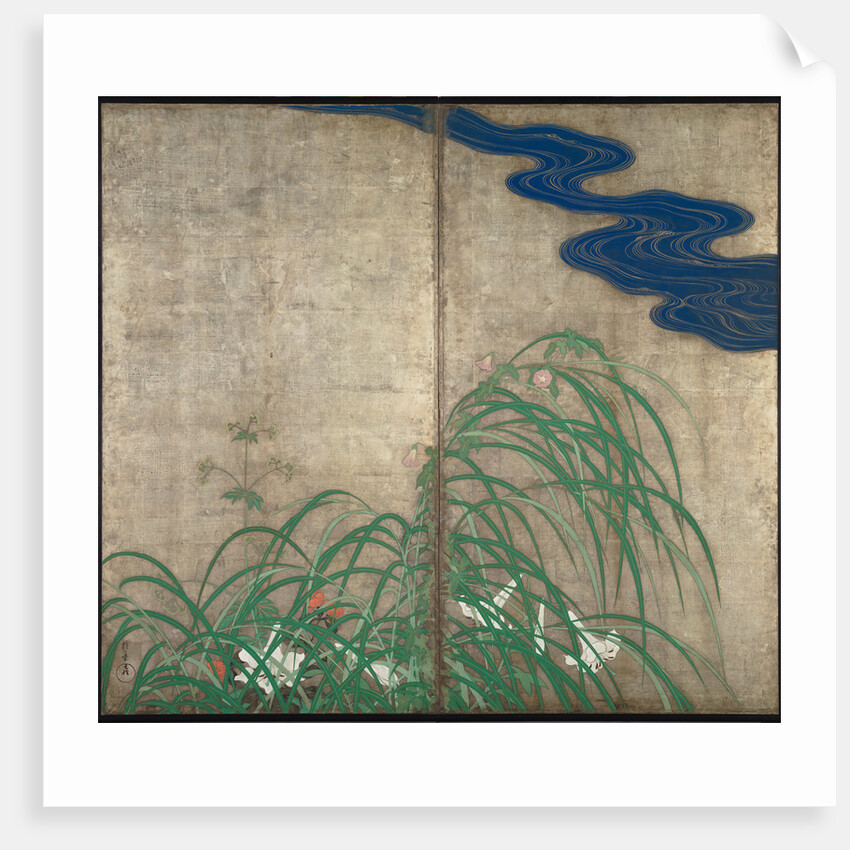 Summer and autumn flower plants. (Part of the pair of two-fold screens) by Sakai Hoitsu