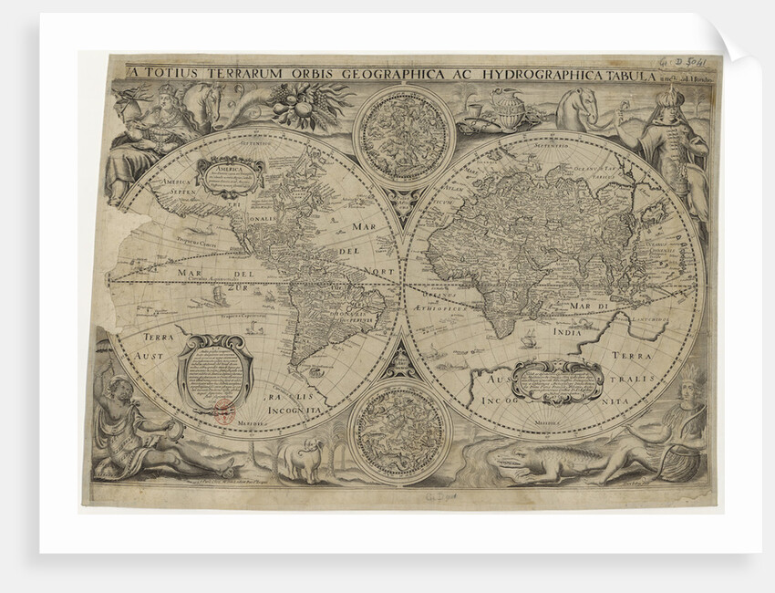 Nova totius terrarum orbis geographica ac hydrographica tabula (Map of the world), 1631 by Jodocus Hondius